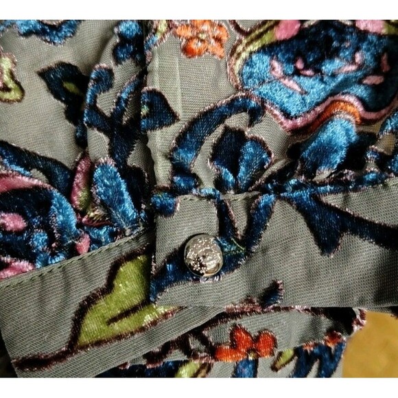 Adore Blouse Size XL Button Long Sleeve Sheer Floral Rayon Velvet - Picture 5 of 11
